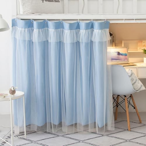 Rideaux pour Lits de Dortoirs avec Gaze Rideau Occultant de Lit Superposé Tente de Lit Cabane Surélevé/Mi-hauteur Anti-Poussière Anti-Insectes Baldaquin Couvre-lits pour Chambres d'étudiants 1.5*2M