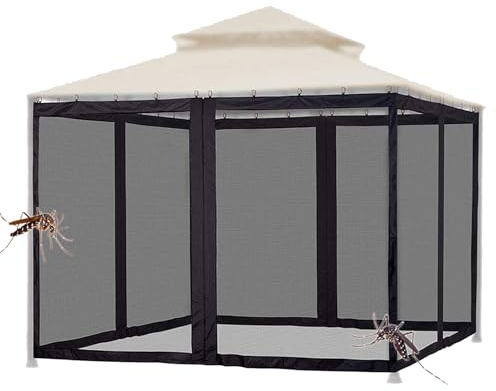 Mosquitera para Carpa, Malla Antimosquitos Cenador 3 X 3 M, con Cremallera, 4 Laterales Toldo Universal De Repuesto para Mosquiteras para Terraza Exterior (3M*3M*2.2M)
