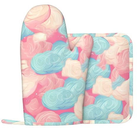 Cotton Candy Lot de 2 gants de cuisine et maniques antidérapants en silicone résistant à la chaleur