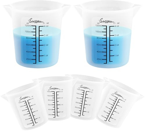 Misurini in silicone da 120 ml per resina, 6 pezzi, 2 scale da 120 ml, bicchieri dosatori in resina, riutilizzabili e facili da pulire, per la miscelazione della resina, stampi