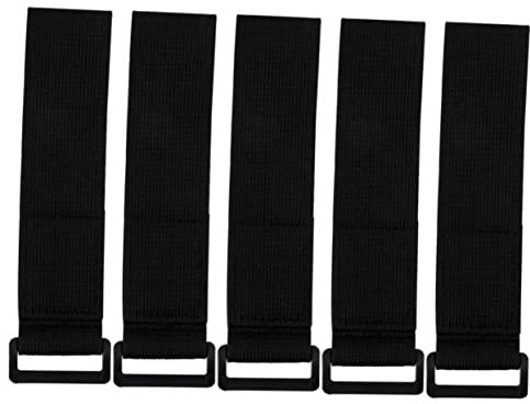 Holibanna 5 Pcs Heavy-Duty Elastic Nylon Hook and Loop Straps Buckle for Secure Fastening for Cable Management and Outdoor Use Black