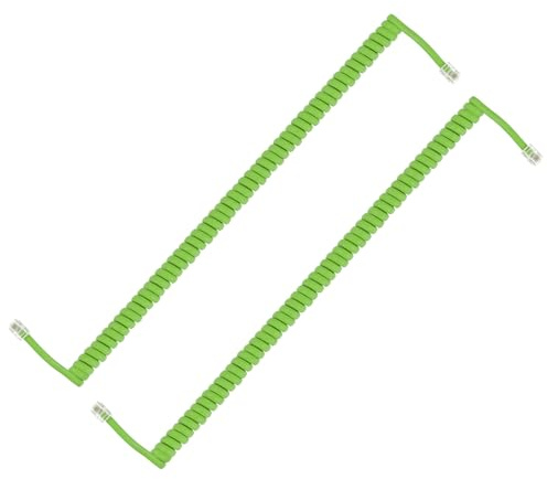 PATIKIL 2-pack telefonkabel för fast linje 13,1 fot (lindad 1,96 fot) RJ9/RJ10 4P4C universell telefonhörlurskabel telefontillbehör grön
