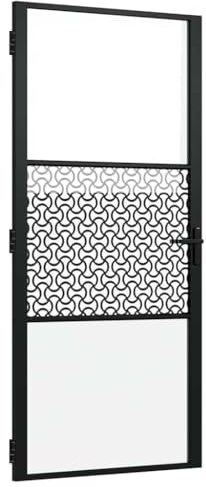 vidaXL Porte intérieure Noir 93 x 201.5 cm Verre trempé et Aluminium, Salle de séjour, Porte Moderne, rectangulaire, Verre trempé, élégant, séparateur Robuste