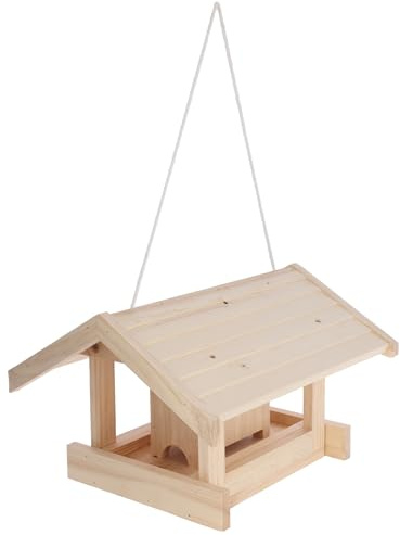 Kerbl Hobbyfarming 87047 Vogelfutterhaus Leitenberg, Aus Holz, 40x32x24,5 cm | Füllmenge: 1,1 l, Farbe natur, für ganzjährige Fütterung, Vogelhaus, Futterhaus, Modell 87047