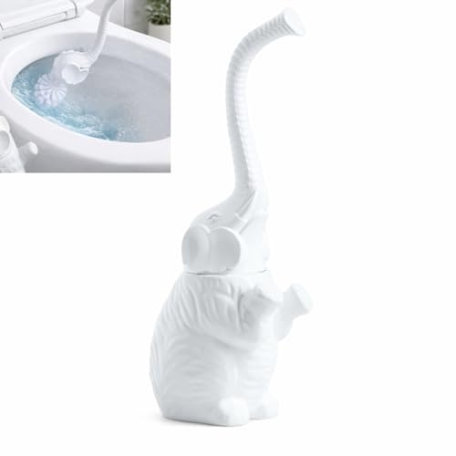 Elephant Toilet Brush Set, Cute Bathroom Cleaner with Long Handle & Holder