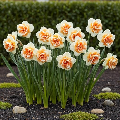 Bulbes à fleurs - Narcisse 'Replete' - Blanc et Orange - 10 unités - Taille du bulbe 10/12-15-30cm - Ø5cm - Plante de jardin - Multideal