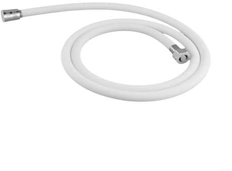 Tuyau de douche flexible en silicone - Extension de 1 x 5 m - Compatible avec la plupart des pommeaux de douche et accessoires pour plomberie de salle de bain (blanc)