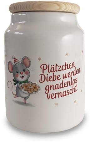 speecheese Niedliche Maus Keksdose Plätzchen Spruch Weihnachten lustige Weihnachtsdeko für Backfans