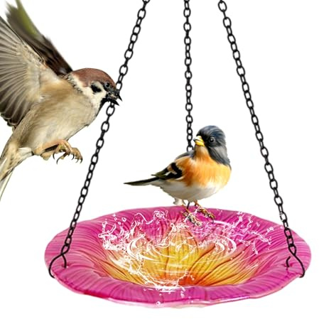 Fågelbad för utomhus, väderbeständigt blomformat matbord 20 cm | Hängande fågelbadbassäng, för utomhus natur bakgård balkong uteplats gräsmatta djurliv