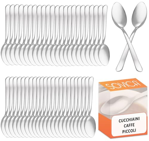 Cucharillas cafe 11 cm acero inoxidable – diseño ergonómico y brillo espejo – ideales para espresso, postres y hostelería – resistentes, elegantes y duraderas (48 uds)