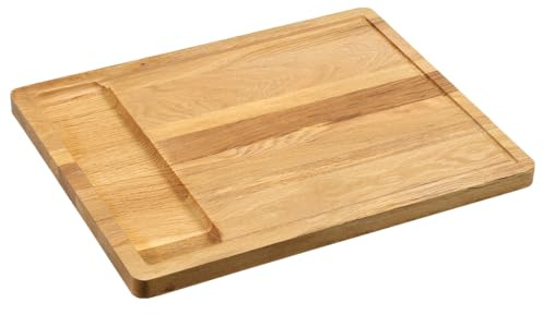 KESPER Planche à découper en bois de chêne | Certifié FSC | Avec creux | Huile BIOFA hydrofuge | 45 × 36 × 2,5 cm | 49301