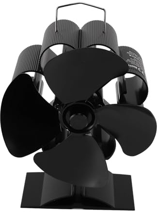 Badafaci Wood Stove Fan 4 Blades Heat Powered No Electricity for Home Kitchen Restaurant, Aluminum Alloy Fireplace Fan with Enhanced Air Circulation Quiet Operation 158F-482F