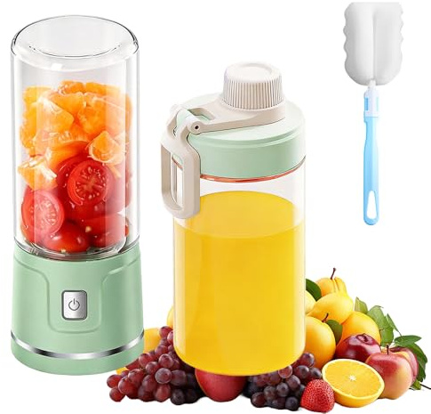 Blender Portable, TGKYK 450ML Smoothie Mixer avec Brosses, 38 Lames, Chargement USB, Mixeur Portable, Mini Blender Smoothie pour Jus, Milkshakes, Smoothies (verts)