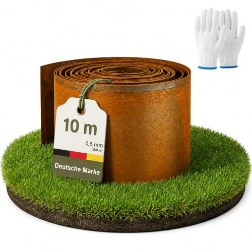 10m Rasenkante aus Cortenstahl,15cm Beeteinfassung aus Metall,Cortenstahl Rasenkante Corten,Beetumrandung Rostoptik Rasenkanten,Rasenkante Metall,für Garten, Beet, Rasen und Wege inkl