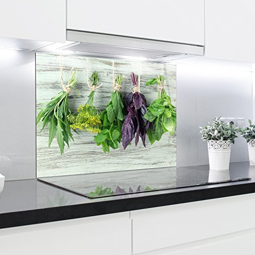 Splashback Tempered Glass Heat Resistant Toughened Decorative - 90 x 65 cm - 4 mm Thick - Perfect Behind Gas, Ceramic and Induction Cookers - Easy to Clean and Hang