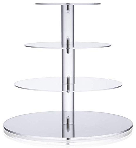 ULIFEME Cupcake Stand 4 Livelli Alzatia per Compleanno, Nuziali & Buffet, Acrilico Spessore 4mm, Diametro Rotondo 12''/10''/8''/6'', Supporto per Focaccina e Torte, Facile da Montare