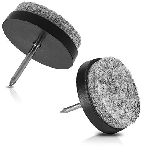 Navaris Patins à clou en feutre - 20x Patin rond Ø28 mm à clouer pour pieds de chaise table tabouret meuble - Protection du sol plancher - Noir