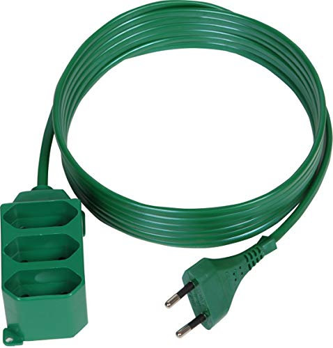 Verlängerungskabel Verlängerung 3-Fach Strom-Kabel Euro-Stecker Grün 1,5 Meter