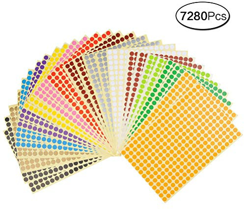 aoory Klebepunkte Bunt Etiketten Markierungspunkte Durchmesser 8Mm Sticker 7280 Punkte 14 Farben Runde Punktaufkleber Set 28 Blätter