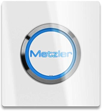 Metzler Moderne XL - LED-Türklingel - 80 x 80 mm - inklusive Gravur - beleuchteter Taster - austauschbarer Namensfeld/Namenschild - Weiß