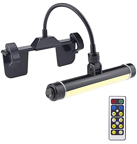 HONWELL Painting Lights Cordless, Dartboard Light with Remote, Rechargeable Picture Light, Picture Frame Lights with 3 Modes 28 LEDs Rotate Head, 360° Flexible Neck,Clip on Display Light for Art-Black