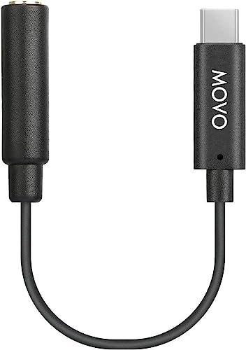 Movo UCMA-1 3,5-mm-TRS-Mikrofonadapterkabel auf USB-Typ-C-Anschluss-Dongle – kompatibel mit Samsung Galaxy, Pixel, Moto, HTC, iPad Pro Smartphones und Tablets – USB C auf 3,5 mm Audio-Adapter