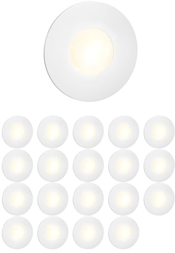ledscom.de 20 Stück LED Treppenlicht/Wandeinbauleuchte FEX für innen und außen, rund, 85mm Ø, warmweiß