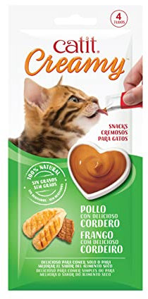 Catit Creamy Leckerei für Katzen 4 er- Pack Huhn/Lamm