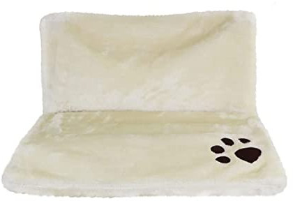 HMWD Cat Radiator bed-Kitten Pet Animal Hanging Luxury Soft Faux Fur Warm Radiator Bed, Comfortable Washable Fleece Cover & Foldable Durable Metal Frame (White)