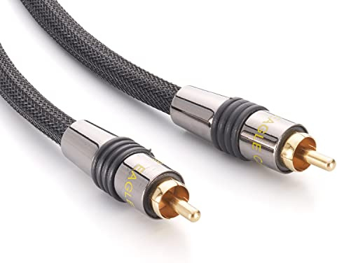 eagle cable by INAKUSTIK – 100842030 – Deluxe Mono-Subwooferkabel| kraftvoller und dynamischer Klang, hoher Kupfergehalt | 5,0m in Schwarz | 2-fache Abschirmung - Vollmetallstecker| mit Geflechtschirm