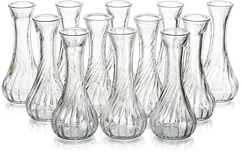 Hewory Kleine Vasen für Tischdeko Hochzeit: 12 Vase Glas Blumenvase Vintage Deko Glasvase Vasen Klein Tischdeko für Wohnzimmer Deko Modern Hochzeitsdeko