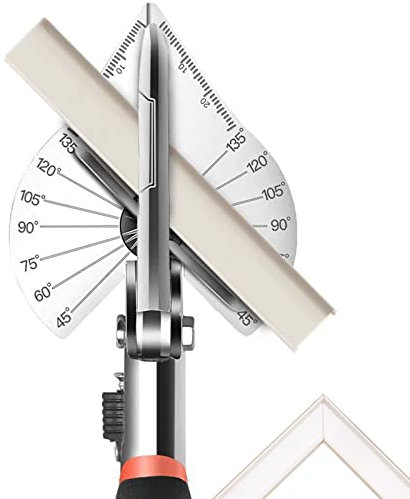 Multi-Winkel Gehrungsschere mit 45 bis 135 Grad, justierbare Winkelschneidschere für PVC-Schnur-Abdeckung, Baseboard-Formgebung, Viertel-Runde Trim, Fliesen-Kante mit 2Pcs Ersatzklingen