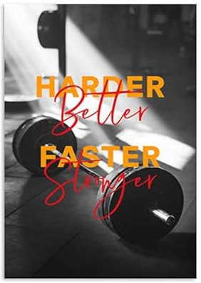 REYTOL Fitnessstudio Langhantel Workout Poster Bodybuilding Inspirierende Zitate Leinwand Wand Bilder Hantel Fitness Sports Wandbilder im Fitnessstudio Schlafzimmer Dekor Geschenk （Kein Rahmen）