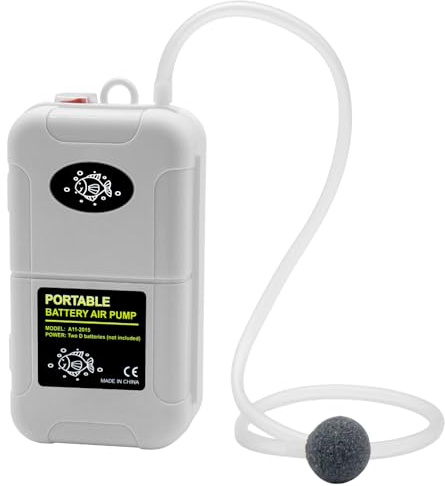 MAKERELE Mini Aquarium Portable Battery Air Pump for 6 Gallon Fish Tanks Aerator Pump with Bracket Airline Tubing Air Stone Control Vale and Check Valve Accessories