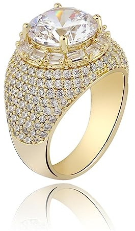 Männer Ring Iced Out Zirkonia Luxus Hip Hop Schmuck Bräutigam Hochzeit Trendy Schmuck Engagement Party Geschenk,Gold,7