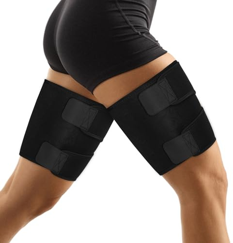 supregear Apoyo para Muslos, Paquete de 2 Mangas de Compresión Antideslizantes para Muslos, Soporte Ajustable de Neopreno para Muslo Superior, Moldeador de Piernas para Mujeres y Hombres, Negro, XL