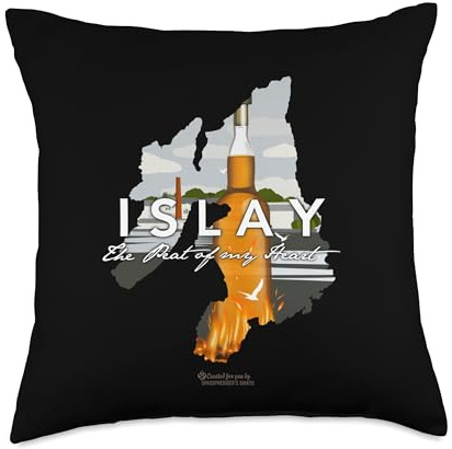 Islay, Orkney & Skye Whisky Designs Design Islay Peat of My Heart Bottle of Whisky Throw Pillow, 18x18, Multicolor