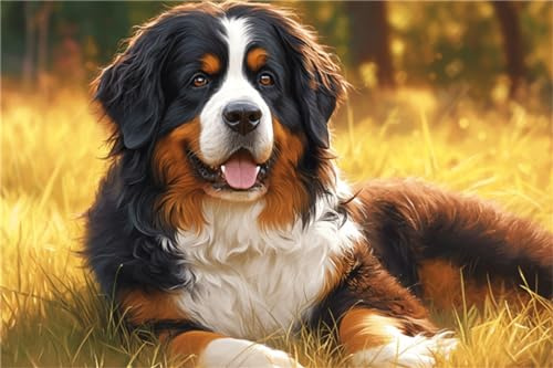 Diamond Painting Berner Sennenhund Diamond Painting Bilder Erwachsene und Kinder Malen Nach Zahlen Crystal Arts Craft Cross Stickerei 5D Diamant Painting für Wand Dekor Diamant Malerei 30x40cm