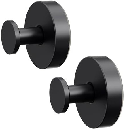 Fadroky Handtuchhaken ohne Bohren, 2 Stück Handtuchhalter Schwarz Haken Selbstklebend Klebehaken Badezimmer Bademantelhaken, Wasserfest Edelstahl Wandhaken für Bad Toilette Küche schwarz