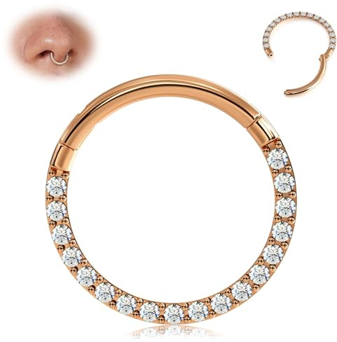 BodyBonita Scharnier CZ Septum Piercing 316L Edelstah Nasenring Creolen für Damen 20G/18G/16G Knorpelohrringe Conch Helix Piercings Schmuck Rook Tragus Lobe Daith 6 mm – 10 mm