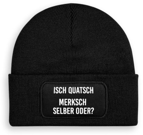 Prozente Momente Merksch selber oder? - Beanie | Strickmütze | Wollmütze | Beanie mit Druck | lustige Sprüche | Apres-Ski | Winter | Schwarz