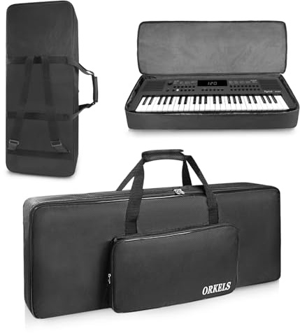 SUNDOY Gigbag für 49 Tasten, voll gepolsterte Keyboard-Tasche, E-Piano-Tasche mit 600D Oxford-Stoff, 10 mm Baumwollpolsterung, große Zubehörtasche (93 x 37 x 11 cm)