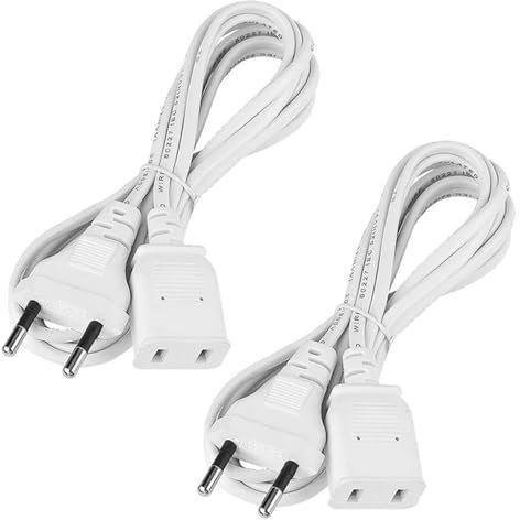 Leloco 2 adattatori USA Germania, cavo di prolunga 3,0 m Us to Eu, cavo di prolunga piatto (prolunga per interni, bianco)