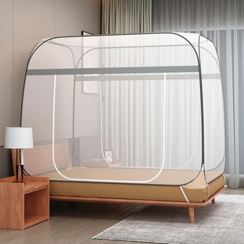 Mosquitera para cama, 180x200 cm, Mosquitera plegable de doble puerta para camping, Mosquitera plegable antimosquitos, para dormitorio, al aire libre