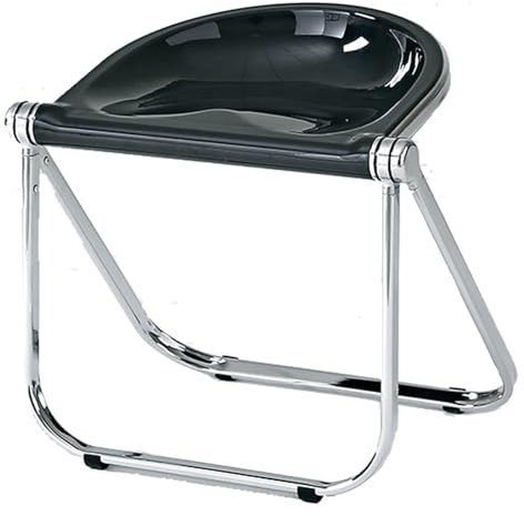 Sedia pieghevole in acrilico trasparente, elegante sgabello senza braccioli, in plastica spessa, perfetta per casa, ufficio, soggiorno, sala da pranzo e uso esterno, colore nero
