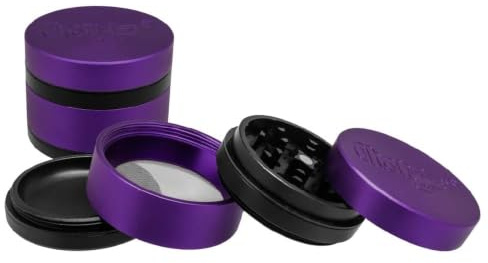 Premium CHONGZ Big Hitter 4 Part Herb Grinder - Durable Metal Sifter - 62mm for Smooth Grinding (Purple)