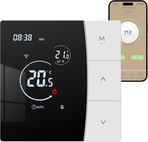 Termostato Caldaia Wifi Cronotermostato Smart Ambiente Da Parete Per Caldaia A Gas E Riscaldamento Ad Acqua Digitale Programmabile Compatibile Con Tuya Google Assistant E Alexa, 220V 3A Nero