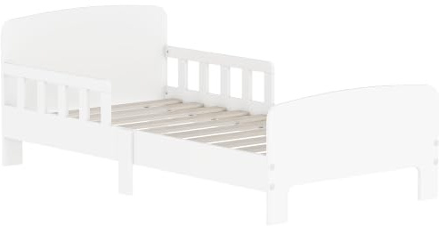 AIYAPLAY Letto Montessori per Bambini 3-8 Anni in Legno 140x70 cm Bianco | Lettino Basso, Sponde Laterali, Bordi Lisci, Letto Singolo Bambino per Cameretta