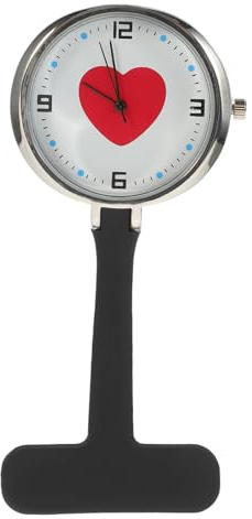 Yardwe Krankenschwester Taschenuhr mit Herz und Digitalanzeige Schwarz | Silikon und Metallausführung, Hängendes Clip On Design, für Gesundheitsberufe