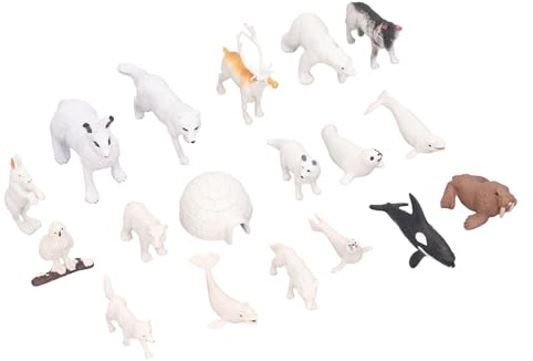 Gucagle Set di figurine di animali artici 18 pezzi Giocattolo educativo per bambini simulato lepre artica renna orso balena bianca modello materiale PVC decorazione di simulazione